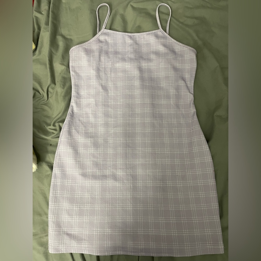 Purple and white bodycon dress